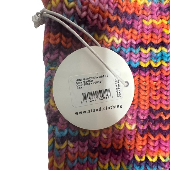 Last Chance NWT STAUD Mini Gardenia Knit Dress in Sunset L - Picture 8 of 15